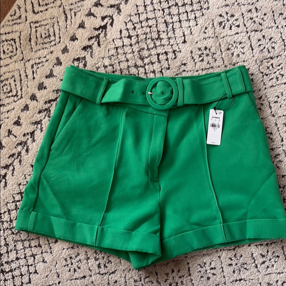 Green Women's Belted Shorts